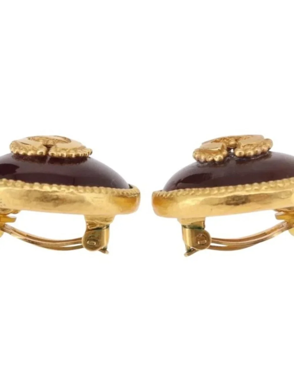 CHANEL Earring Metal Gold Tone CC Auth BA13637M